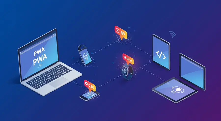 Abstract illustration of PWA push notifications